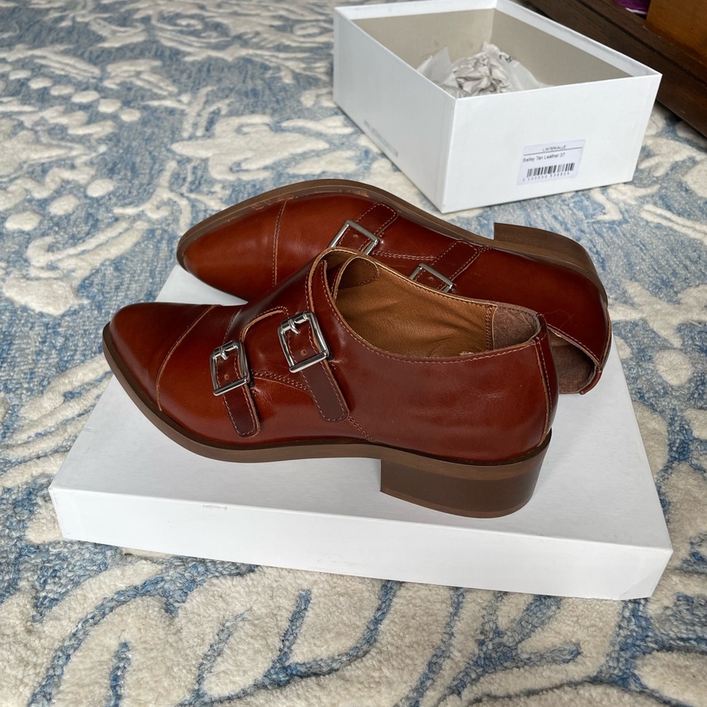 Brown Leather Double Monk Strap Shoes